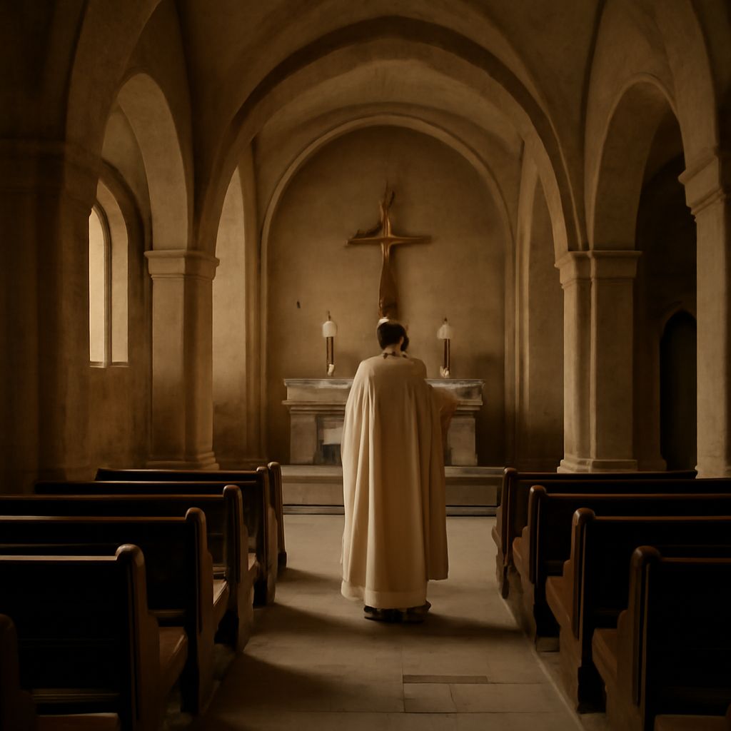 A view highlighting parts of a church interior and parts of a chapel