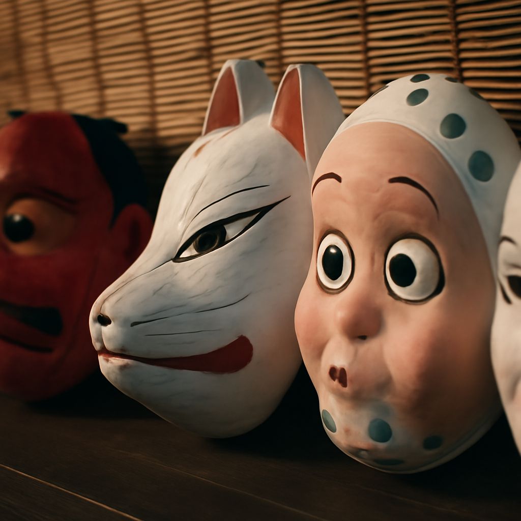 Japanese mask types including animal and spirit masks