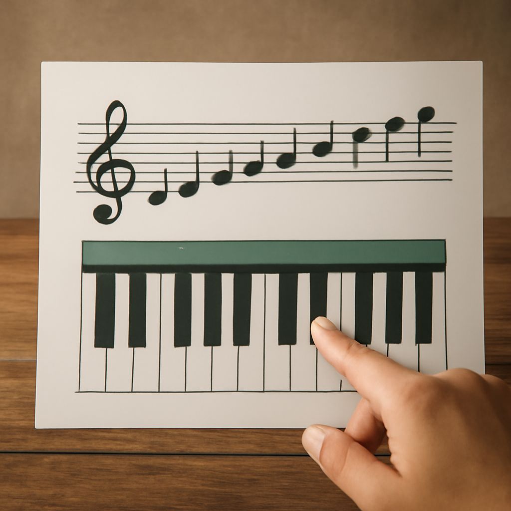 Illustration of treble clef notes on staff and g clef notes