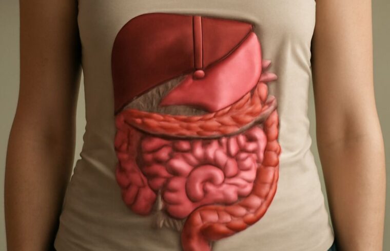 Diagram of abdominal quadrants and four quadrants of abdomen
